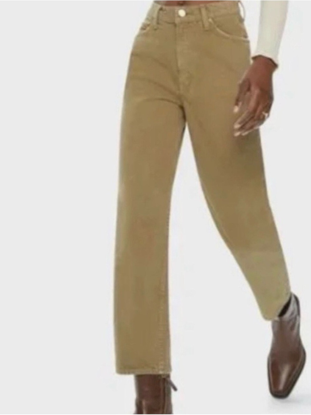 SNACKS by MOTHER Khaki High Waisted Straight Leg Jeans Size 26 Fall Capsule